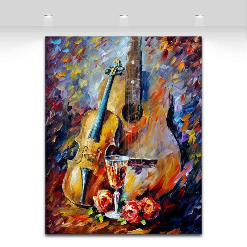 Handpainted Music Instrument Oil Painting Wall Decor - Artistic Pod