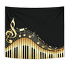 Piano Keys With Musical Notes Tapestry