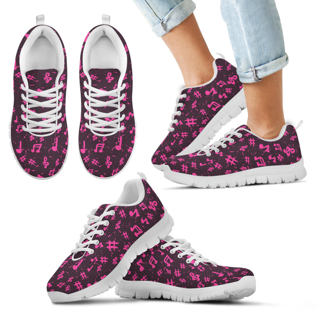 Pink Music Notes Kids Sneaker