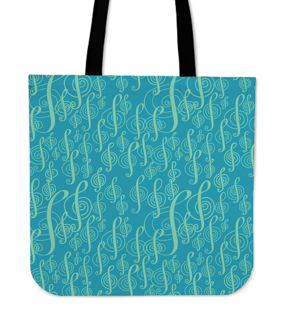 Turquoise Tote Bag Treble Clef