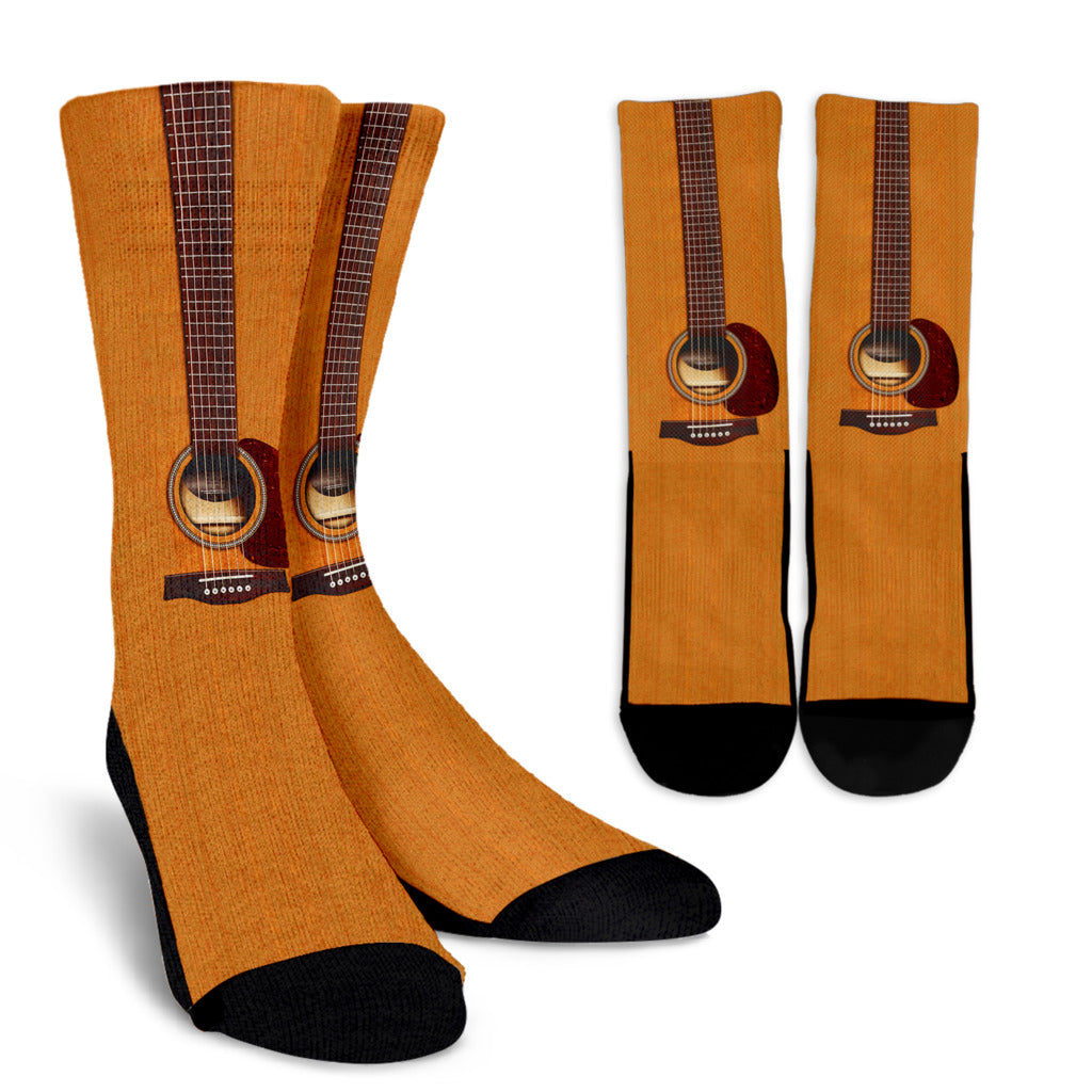 New! Wooden Guitar Crew Socks