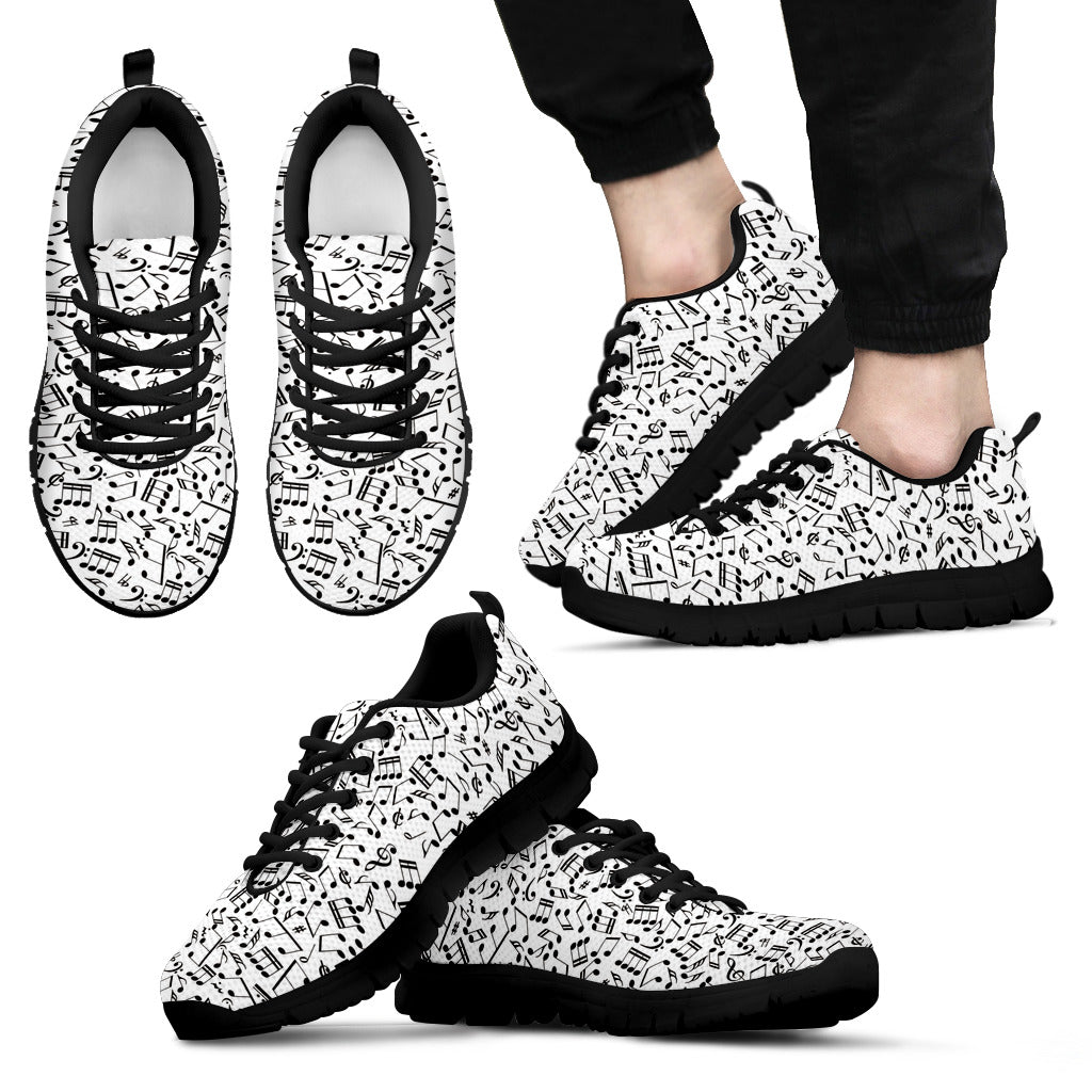 Men Sneakers Black Heel Music Notes
