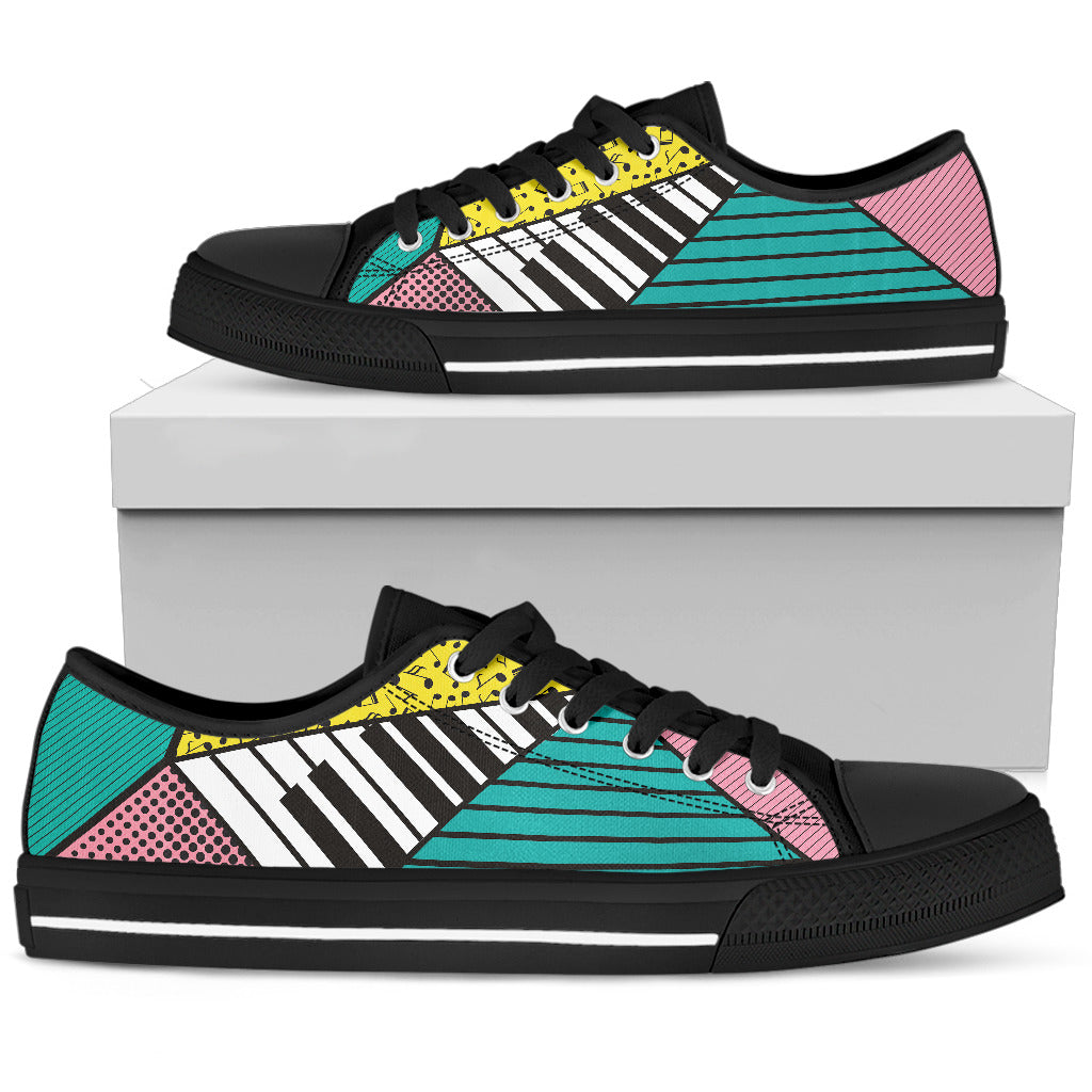 Comic Music Men's Low Top Canvas Shoes Black
