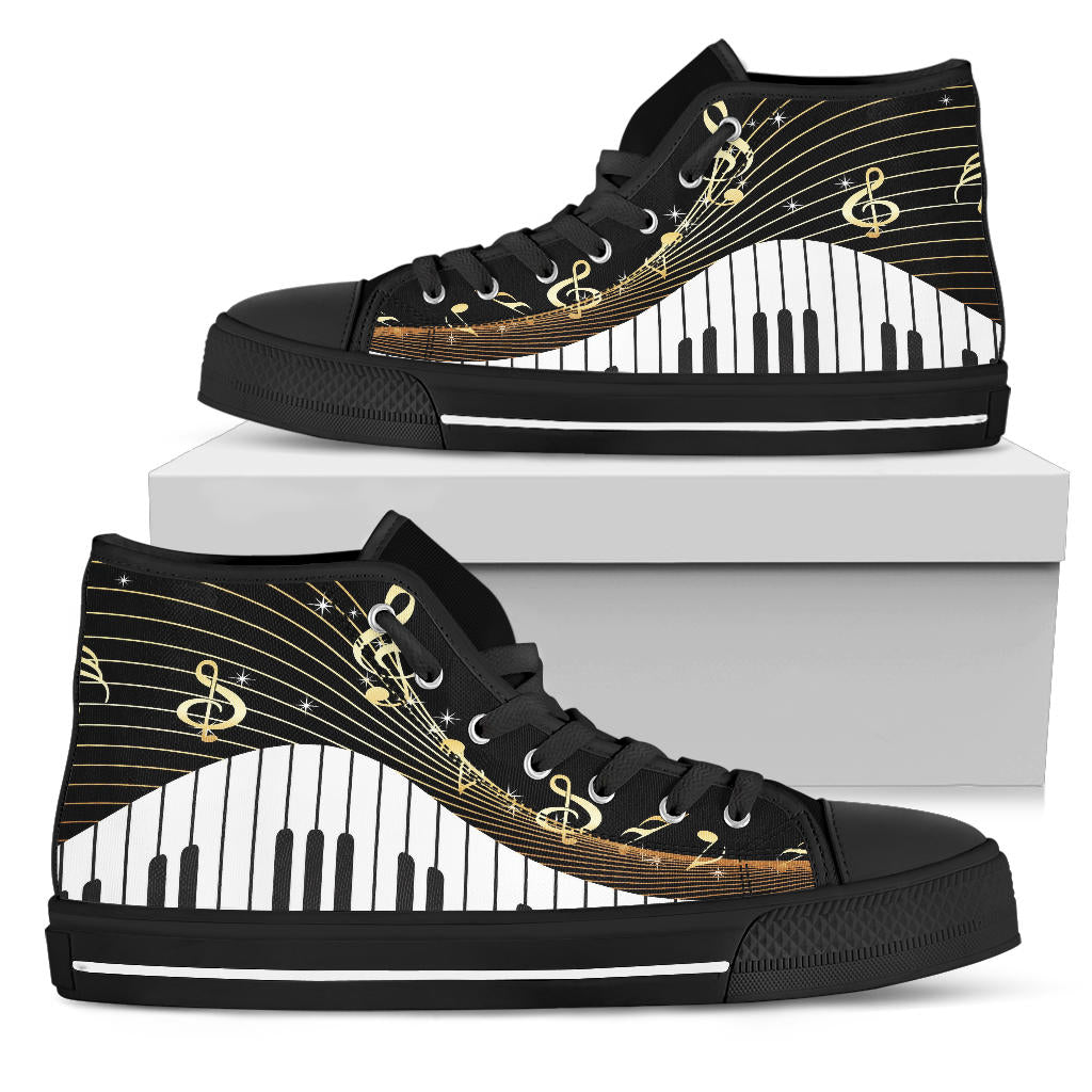 Piano Keys And Music Notes High Tops