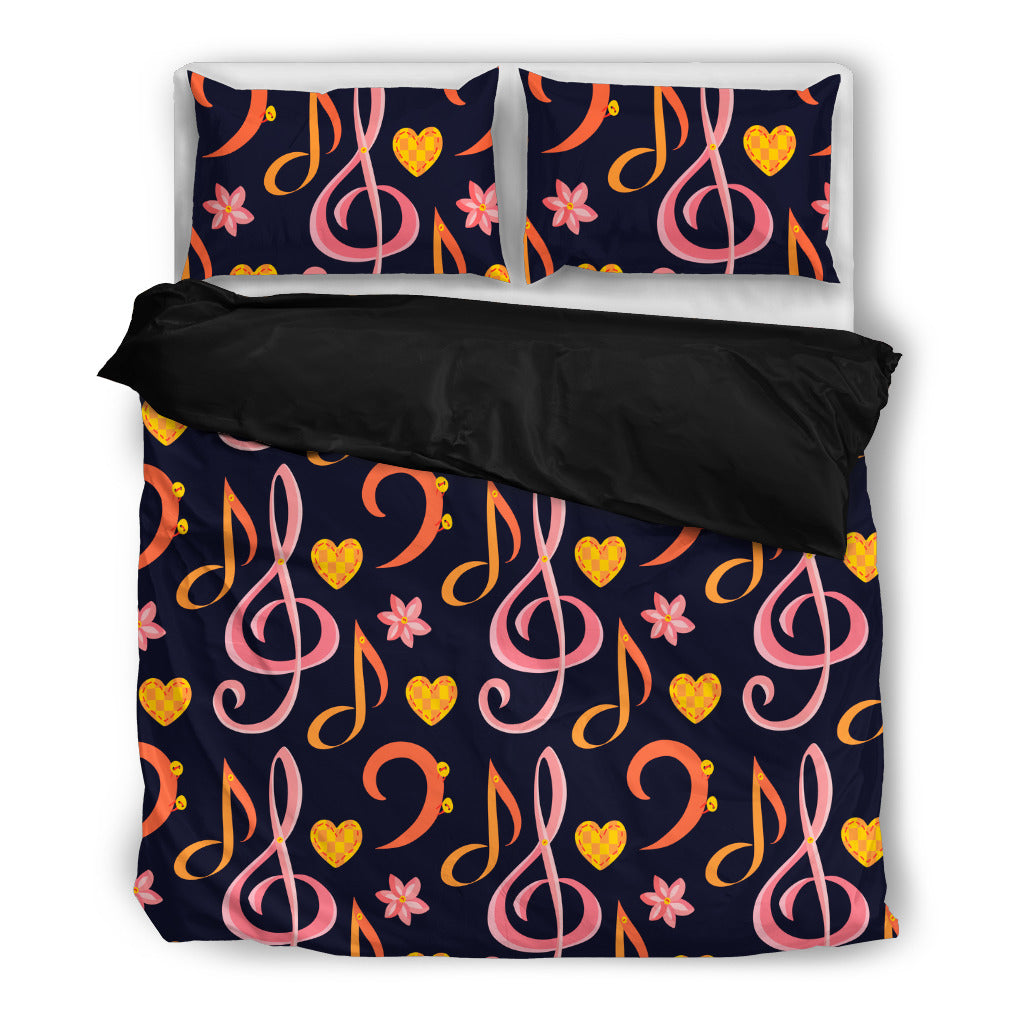 Pink & Orange Music Symbols Bedding Set