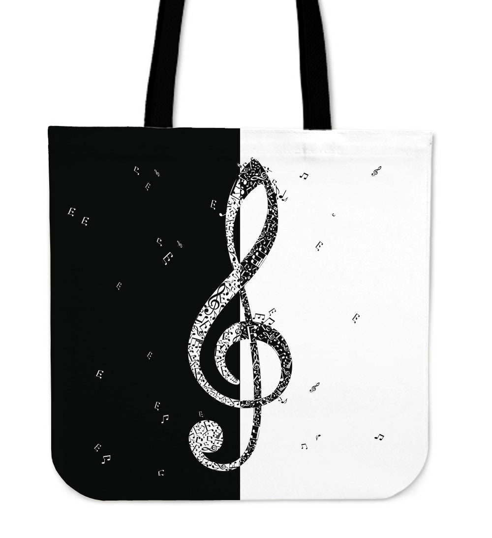 B&W Treble Clef Tote Bag