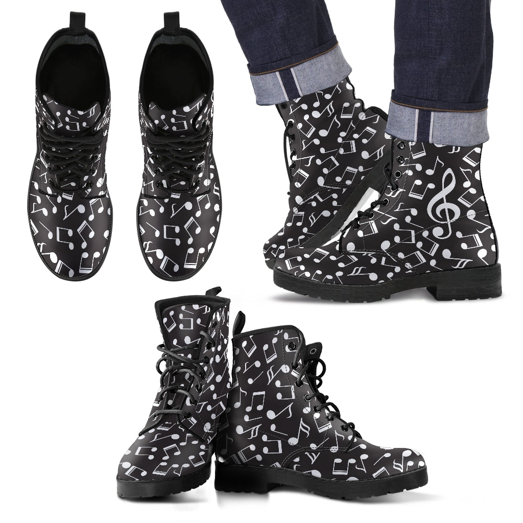 Musical Notes Treble Clef Leather Boots