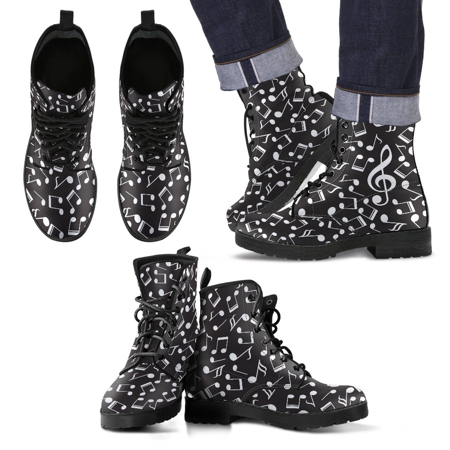 Musical Notes Treble Clef Leather Boots