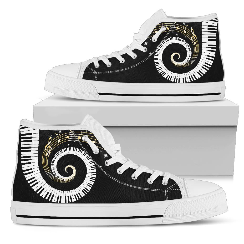 Piano Art Musical Notes High Top Shoes