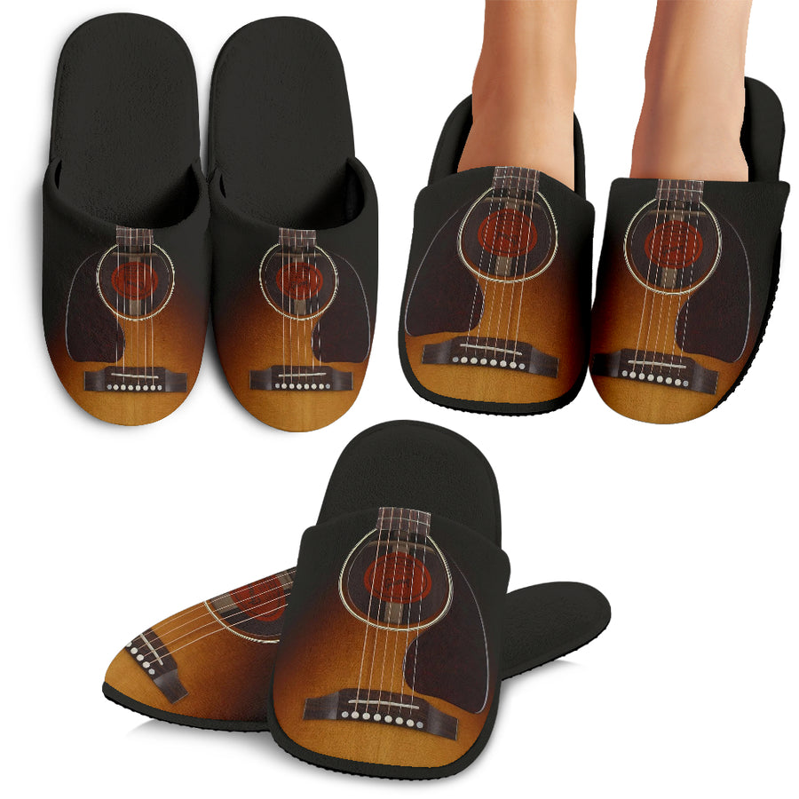 Black Guitar Slippers