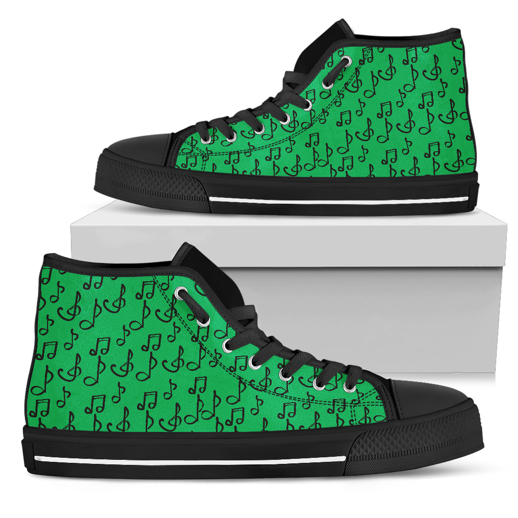 Green Music Women High Top Black Sole
