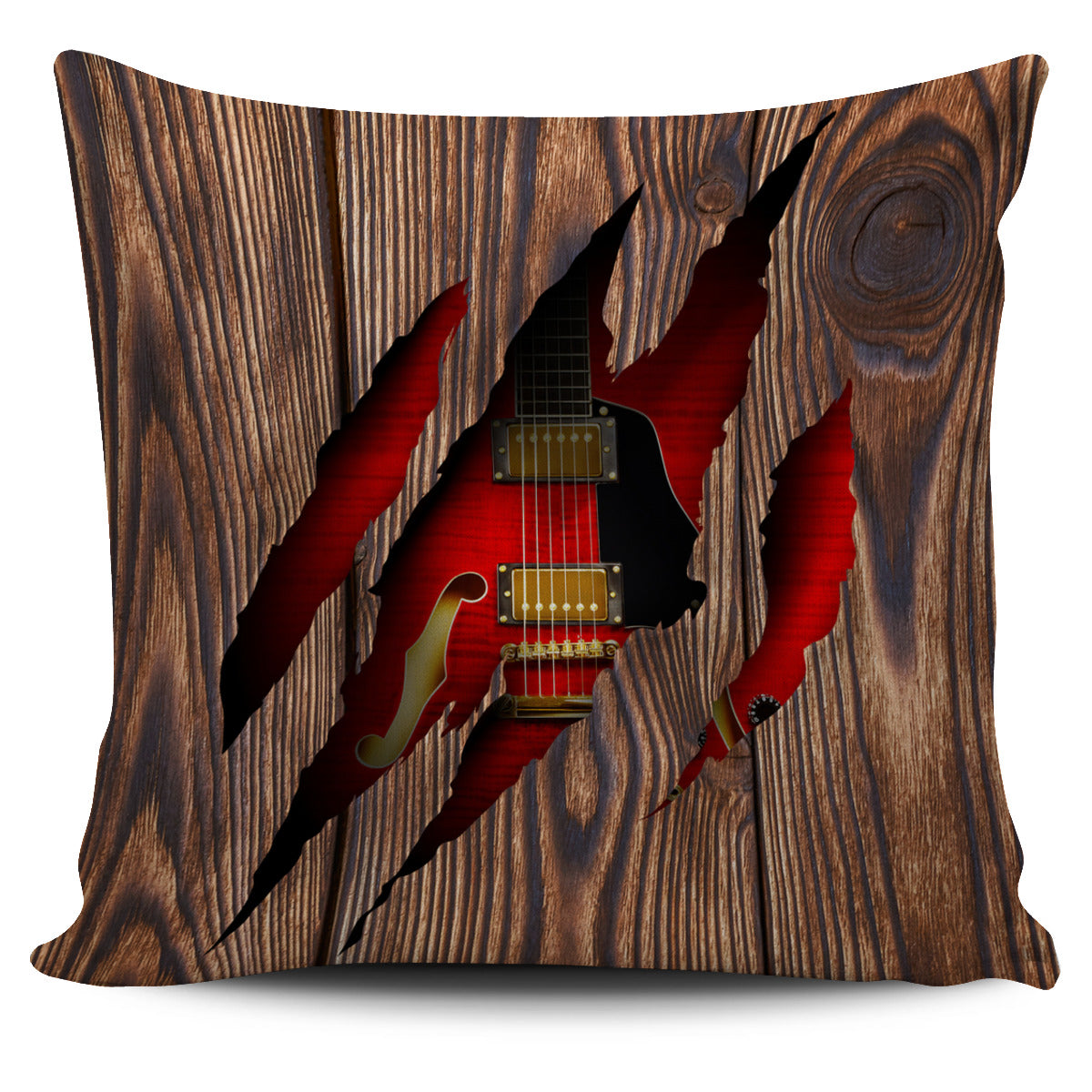 Wood Guitar Pillow Case
