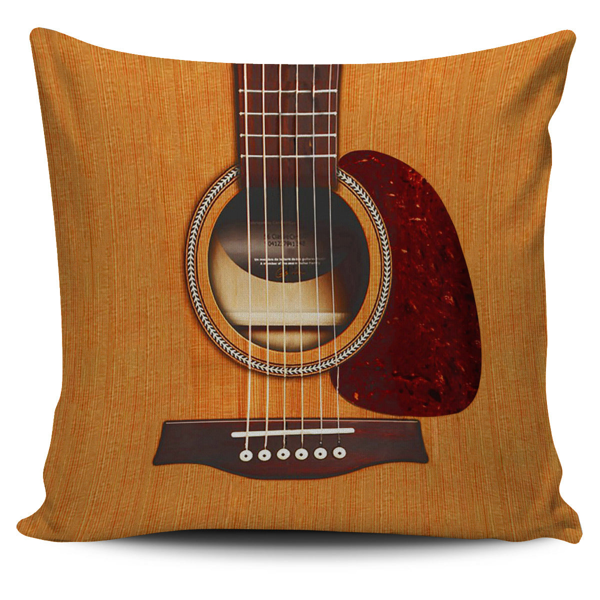 New! Wooden Guitar Pillow Cover