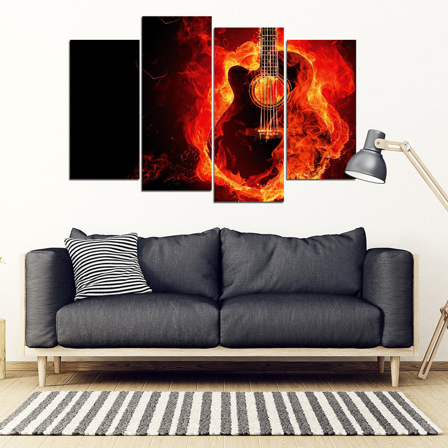 4 Pieces Fire Guitar Canvas Art - { shop_name }} - Review