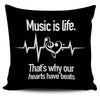 Music is Life Pillow Cover Black