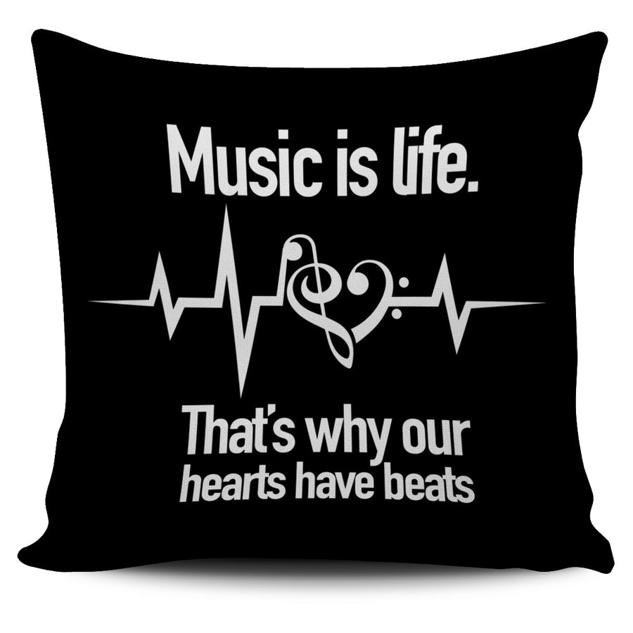 Music is Life Pillow Cover Black