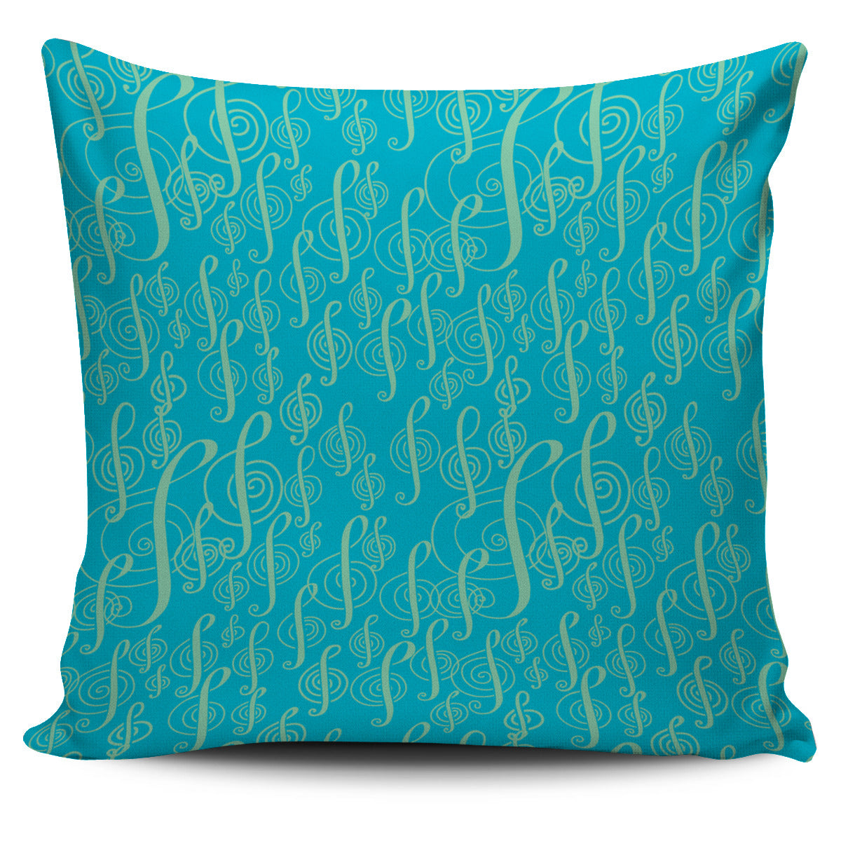 Treble Clefs Turquoise and Green Pillow Cover