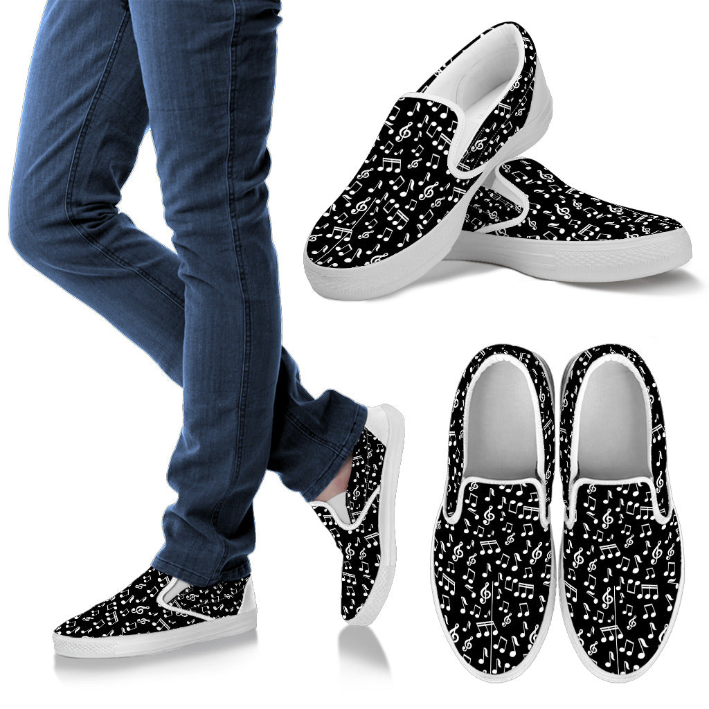 Black Music Notes Men's Slip Ons - Artistic Pod Review
