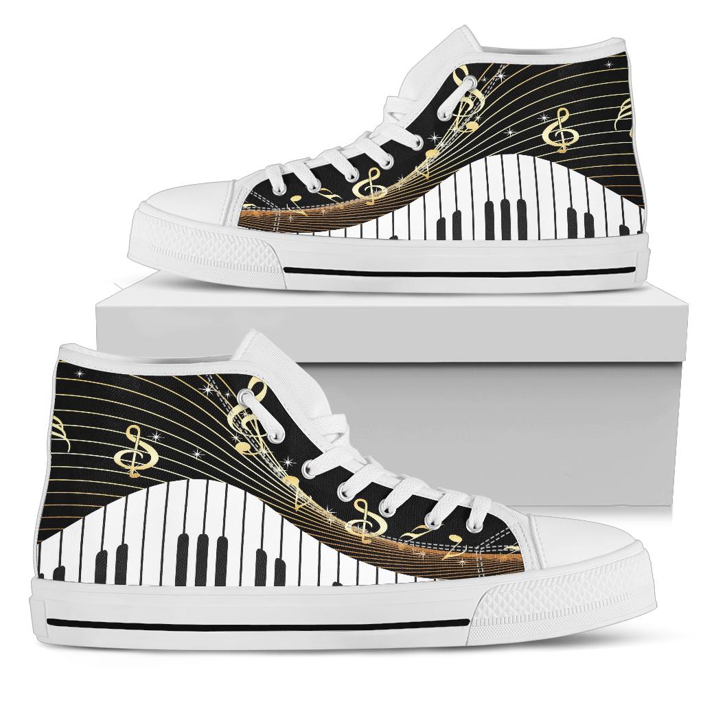 Piano And Music Notes High Tops