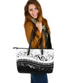Piano And Music Notes Large Leather Totes