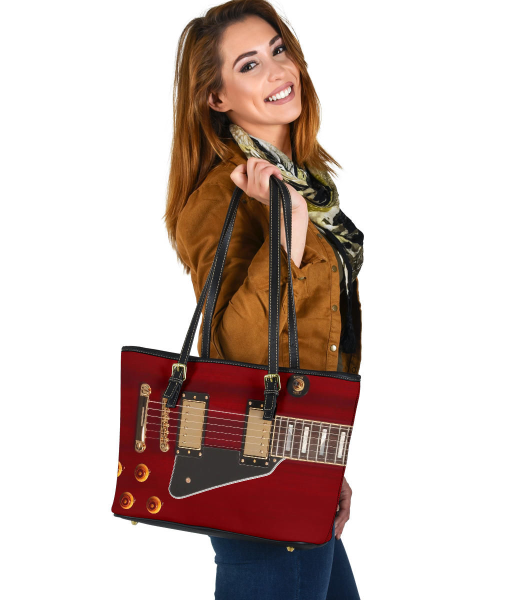 Anniversary Guitar Small Leather Tote Bag - Small Leather Tote Bag - { shop_name }} - Review