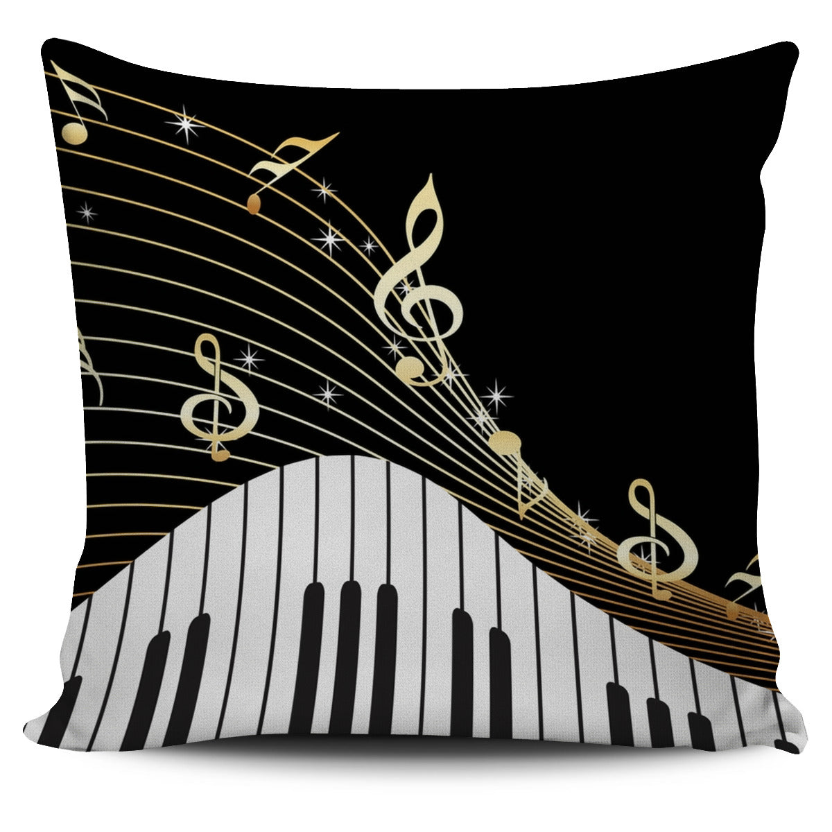 Piano Keys With Music Notes Pillow Cover