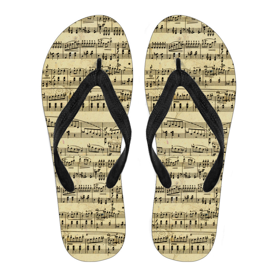 Sheet Music Design Men's Flip Flops - Men's Flip Flops / Small (US 7-8 /EU 40-42) - { shop_name }} - Review