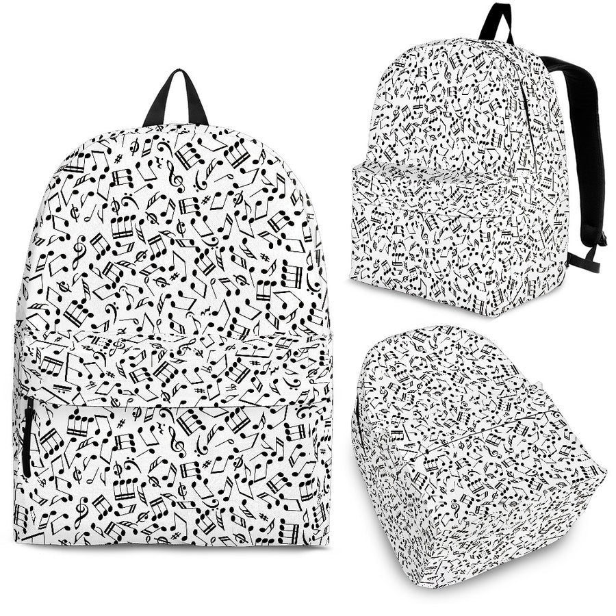 Music Notes White Backpack
