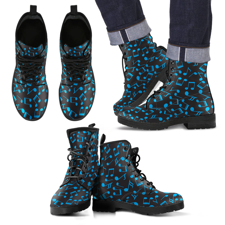 Musical Notes Blue Leather Boots - Men's Leather Boots - Blue Note / US5 (EU38) - { shop_name }} - Review