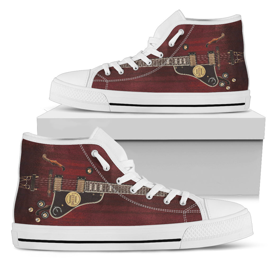 Red Electric Guitar High Top Shoes