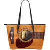 Wooden Guitar Leather Tote Bag