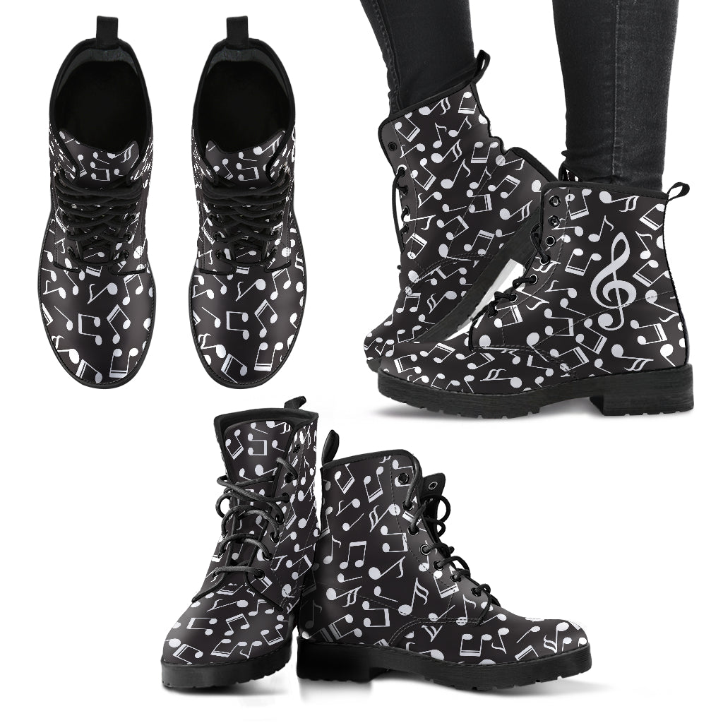 Musical Notes Treble Clef Leather Boots