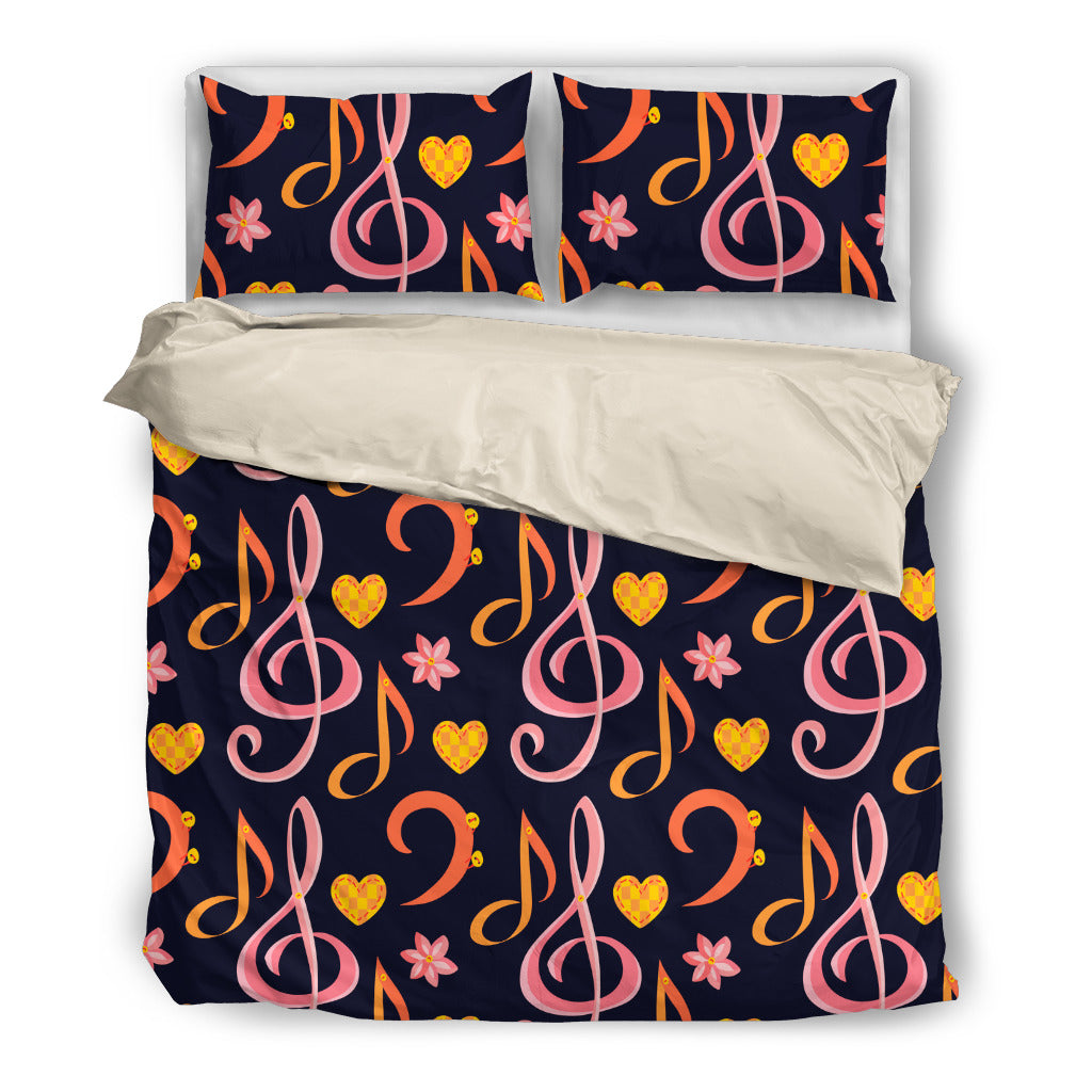 Pink & Orange Music Symbol Bedding Set
