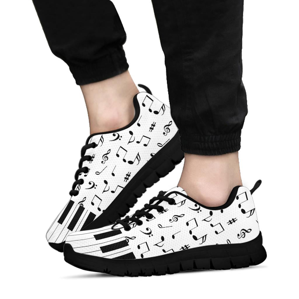 Musical Notes And Piano Art Sneakers