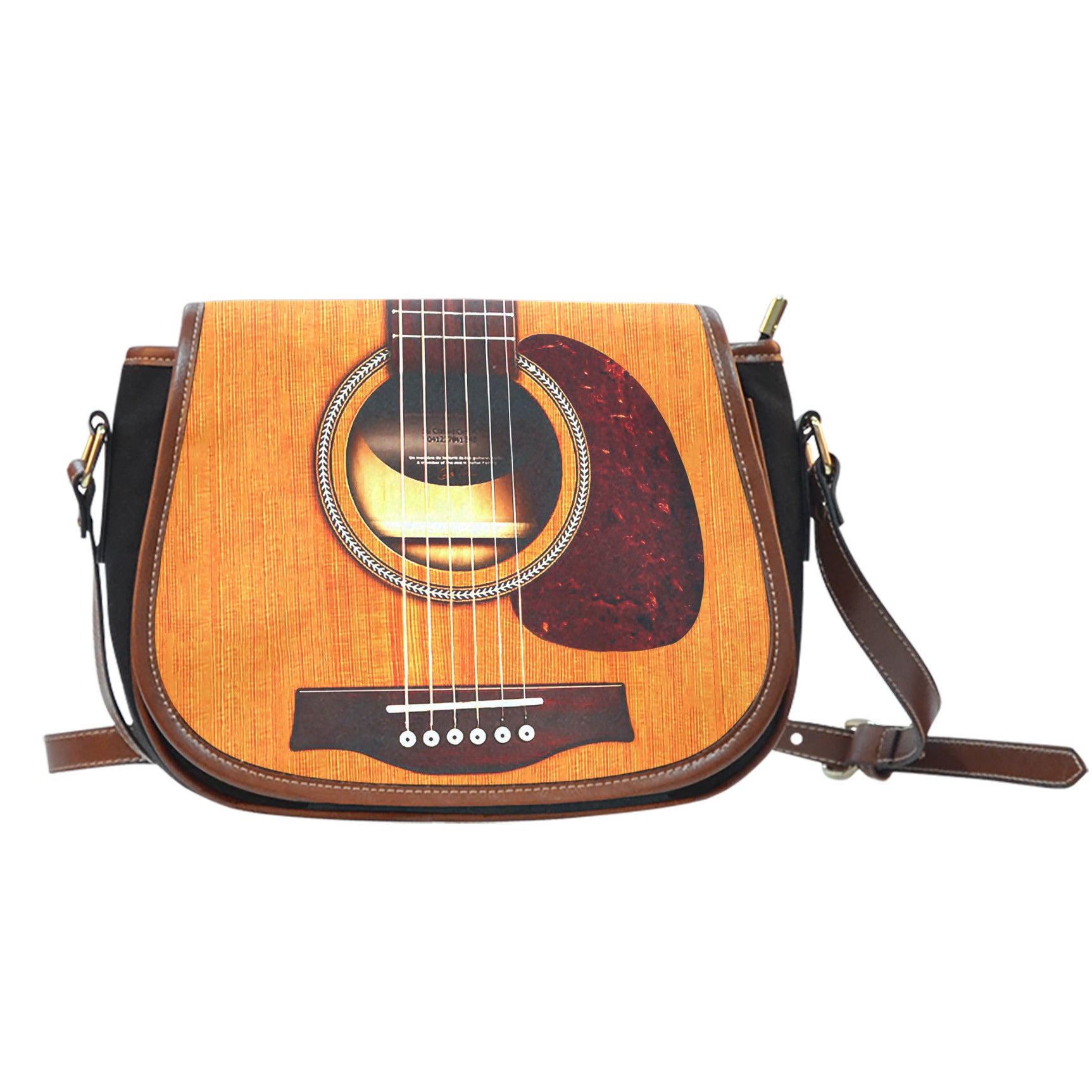 Wooden Guitar Leather Saddle Bag