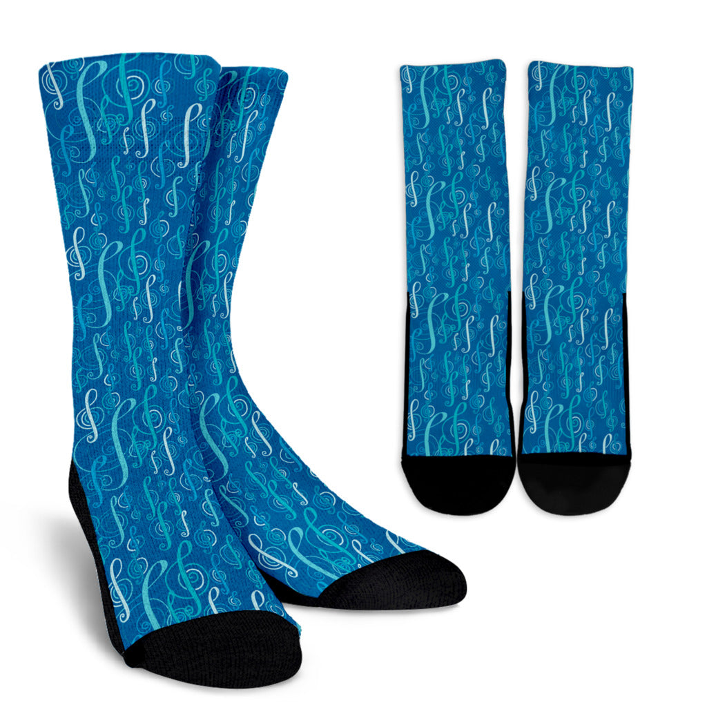 Blue Treble Clef Crew Socks - Artistic Pod Review