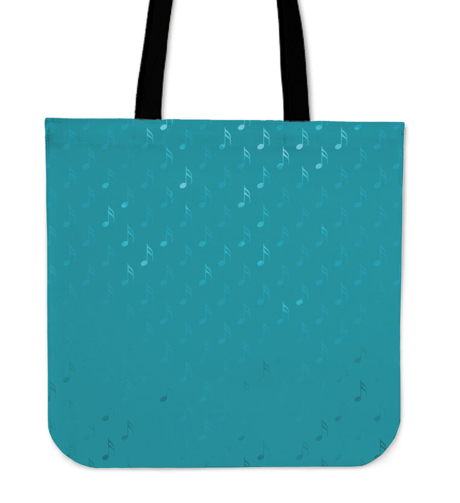 Turquoise Music Note Tote Bag