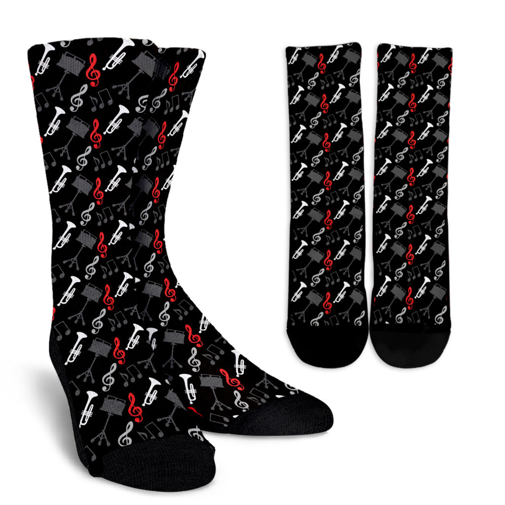 Trumpets & Clefs Music Crew Socks
