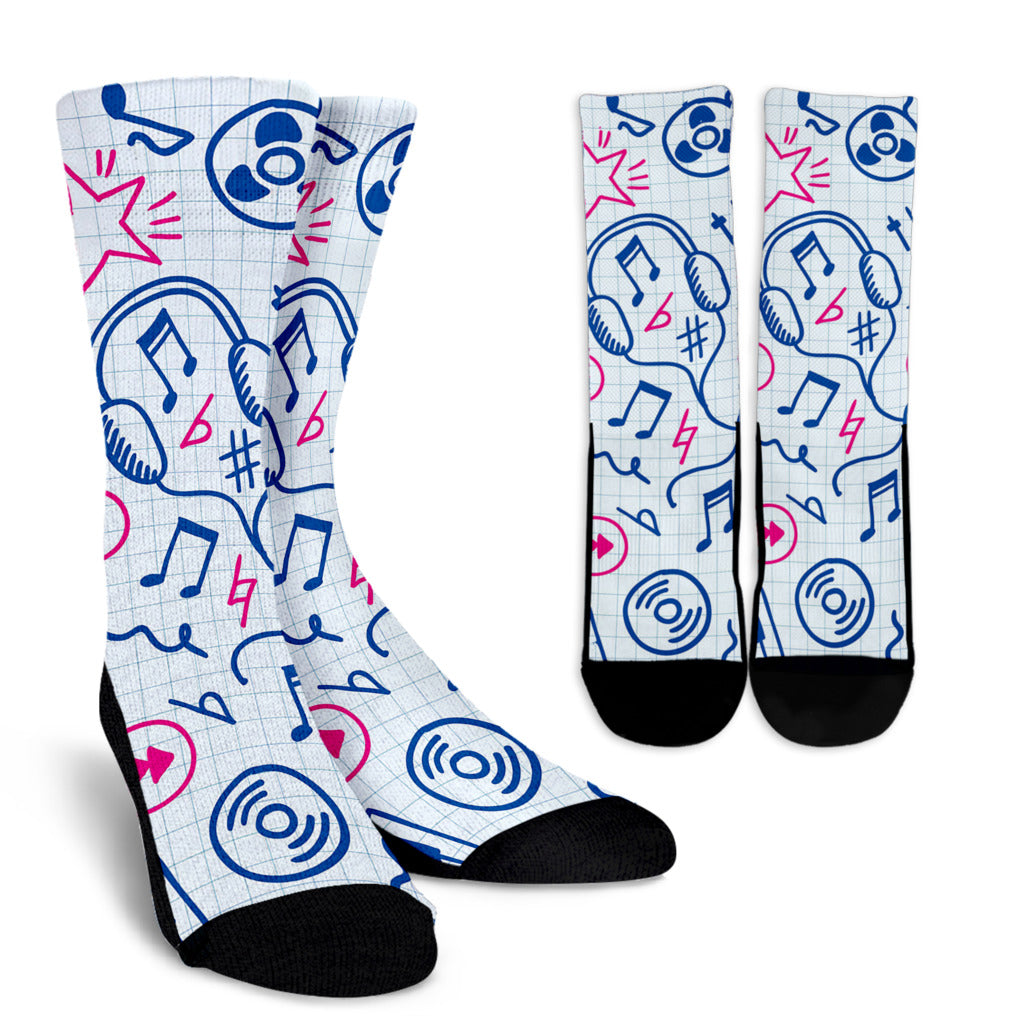 Doodle Music Crew Socks