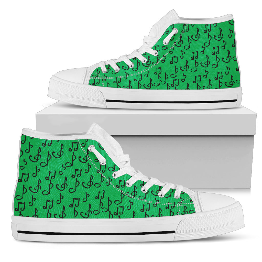 Green Music Notes Women's High Top