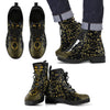 Gold Music Notes Men's Leather Boots