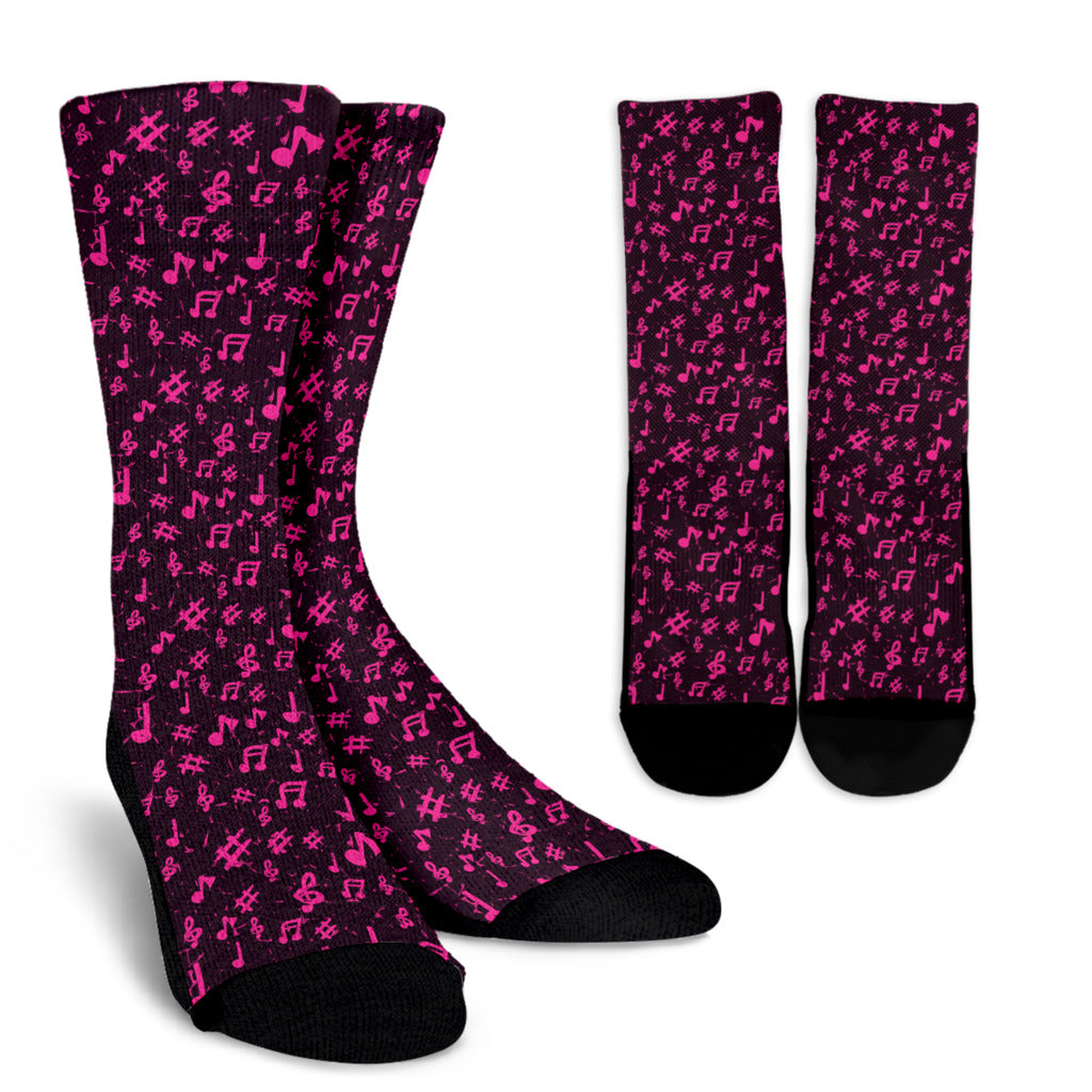 Pink Music Crew Socks