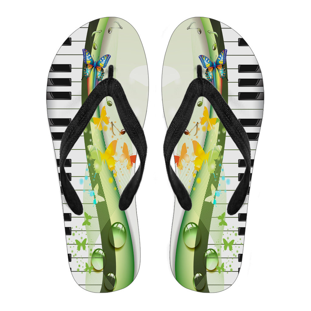 Piano Keys Floral Flip Flops - { shop_name }} - Review
