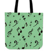 Green Music Note Tote Bag