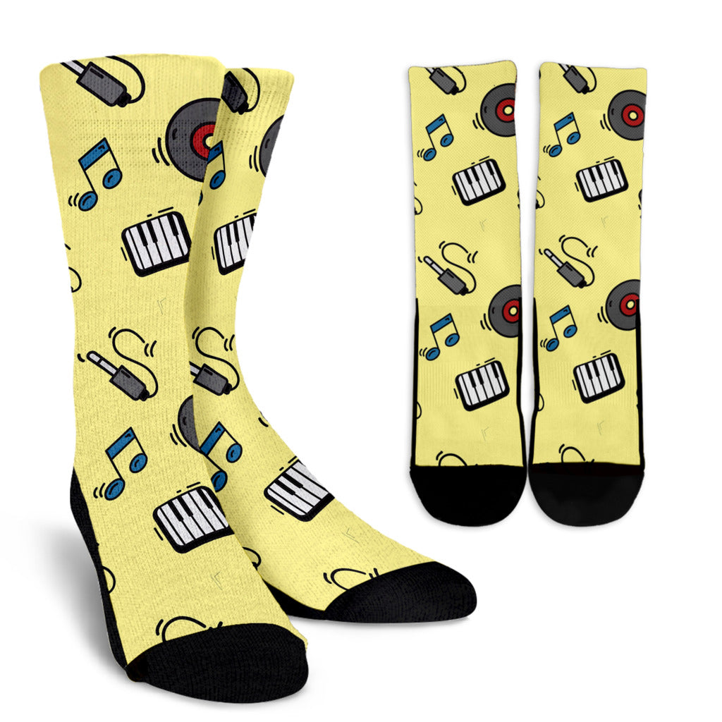 Cartoon Piano & Instruments Crew Socks - Artistic Pod Review