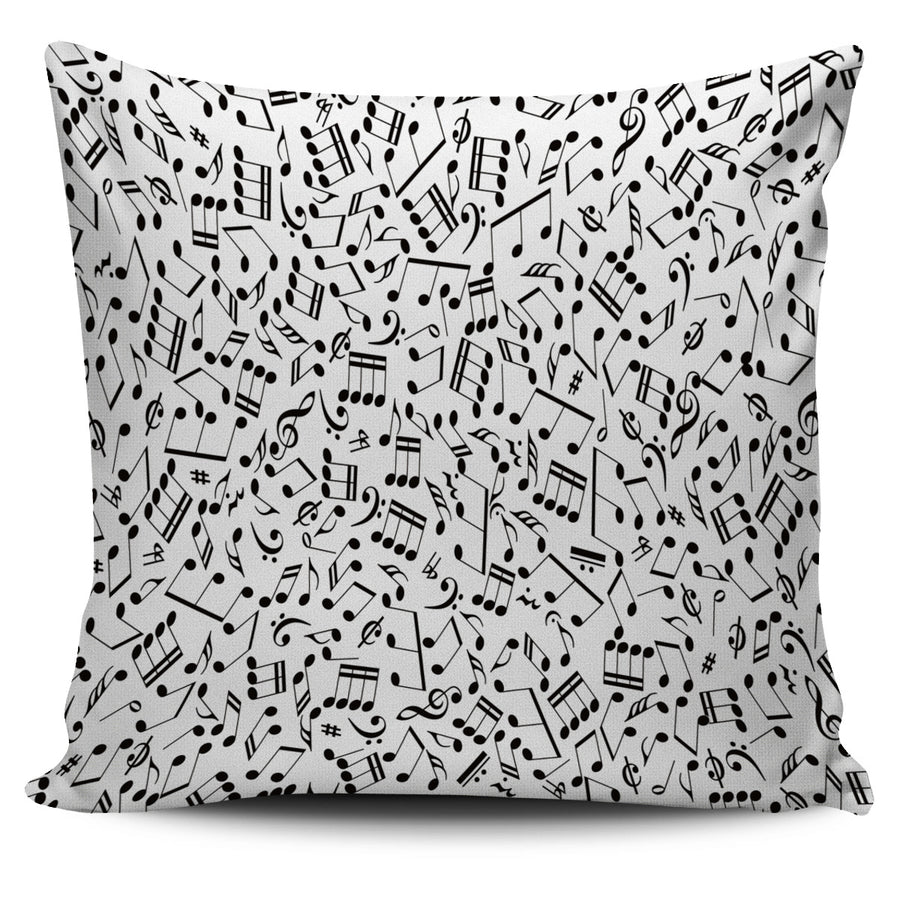Music Note Black and White Pillow Cover