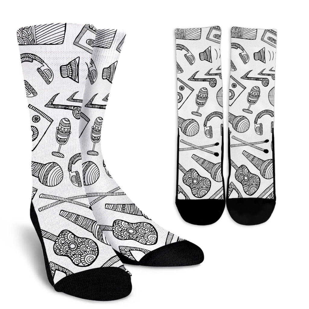 Vintage Guitar & Music Crew Socks