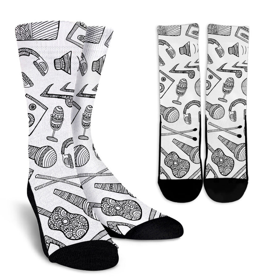 Vintage Guitar & Music Crew Socks