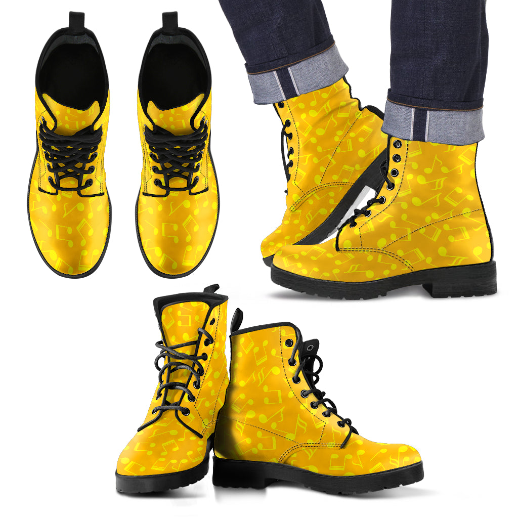 Musical Notes Yellow Leather Boots