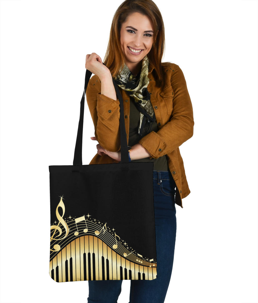 Piano Keys With Musical Notes Tote Bag
